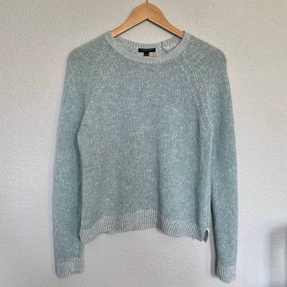 Eileen Fisher Blue Organic Linen Crewneck Sweater